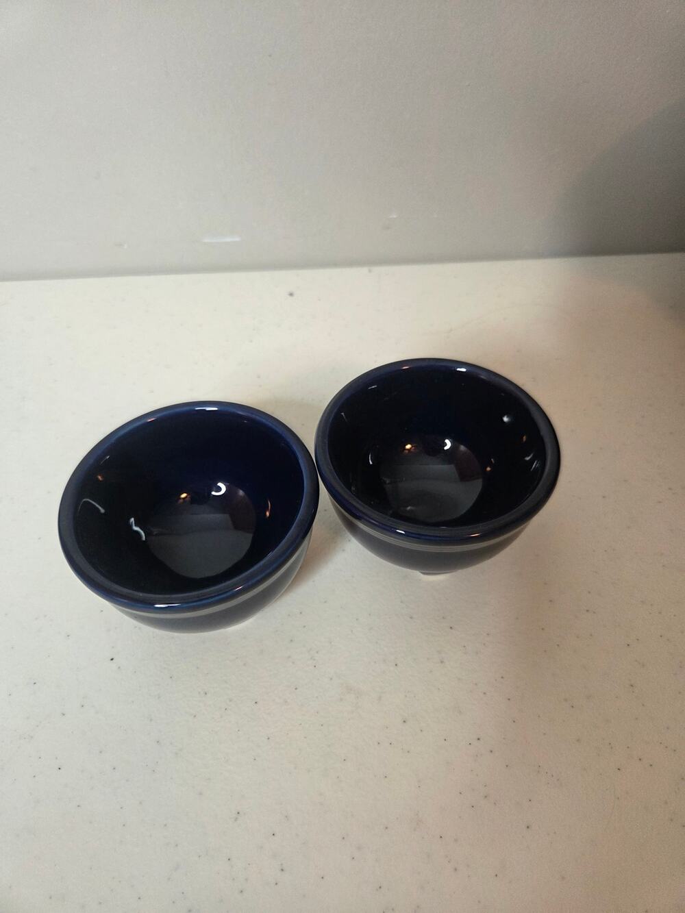 Fiestaware Tripod Dipping Candle Bowls Cobalt Blue Retired Item Set of 2